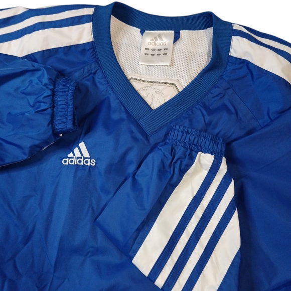 Adidas Vintage Blue Woven Training‎ Pullover V-Neck w/Sidezip Vent XSmall